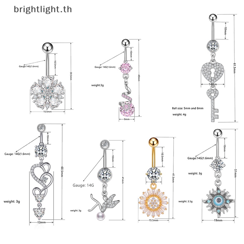 brightlight-เครื่องประดับ-แหวนสเตนเลส-ห้อยจี้รูปดอกไม้-ประดับพู่-สําหรับหน้าท้อง-th