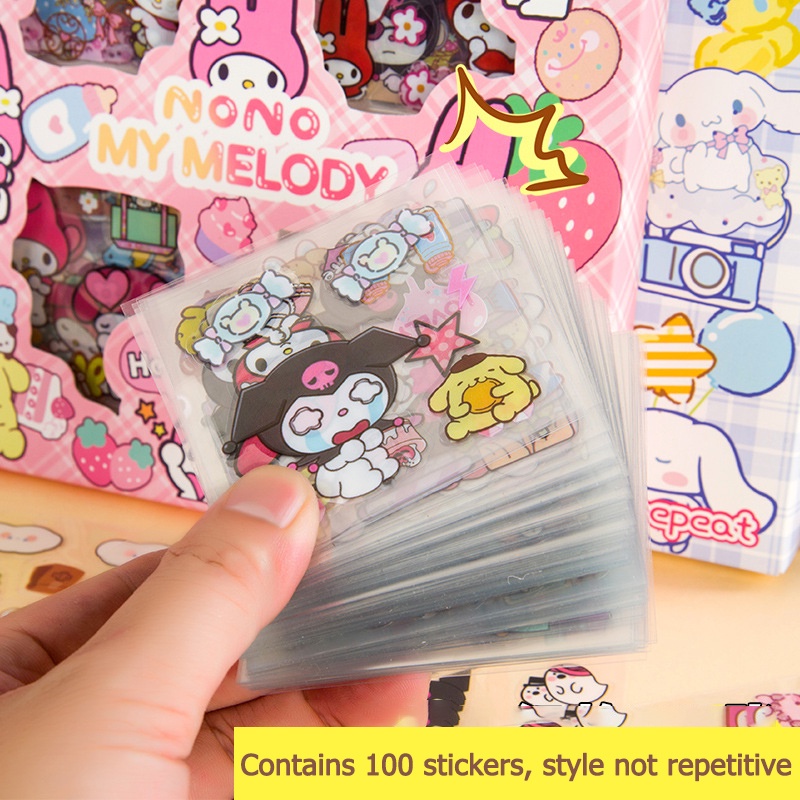 ชุด4-พร้อมส่งในไทย-สติ๊กเกอร์-100แผ่น-พร้อมกล่อง-sanrio-น่ารักกันน้ำ-ตกแต่ง-สติ๊กเกอร์ไดคัท-ลายน่ารัก