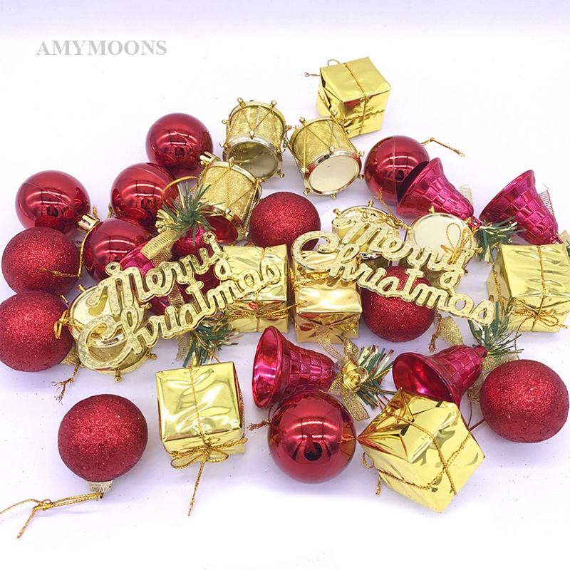 amymoons-ลูกบอลแขวนตกแต่งต้นคริสต์มาส-กันแตก-ขนาดเล็ก-32-ชิ้น