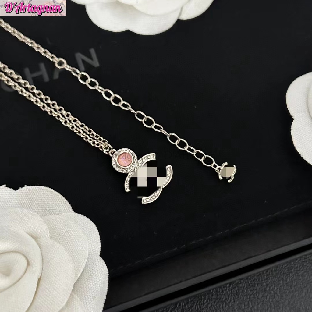 boutique-spot-cc-23a-สร้อยคอโลหะ-ชุบทอง-ประดับเพชร-พลอยเทียม-สีชมพู-คุณภาพสูง-สไตล์เกาหลี-เรโทร-แฟชั่นสําหรับผู้หญิง-2023