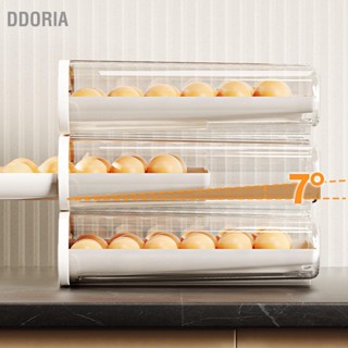 DDORIA 3PCS ภาชนะไข่สำหรับตู้เย็นพลาสติกอัตโนมัติ Rolling ผู้ถือไข่กล่องเก็บสำหรับครัวเรือน