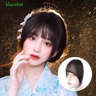 Bluevelvet วิกผมหน้าม้าสังเคราะห์ สีน้ําตาล สีดํา ทนความร้อน สําหรับผู้หญิง