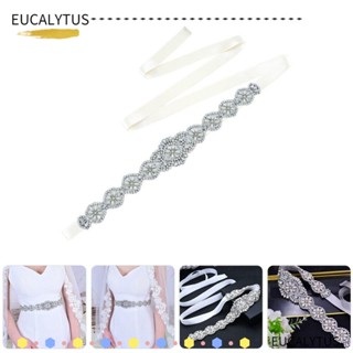 Eutus เข็มขัดผ้าถัก ประดับพลอยเทียม สีเงิน สําหรับตกแต่งชุดเจ้าสาว งานแต่งงาน