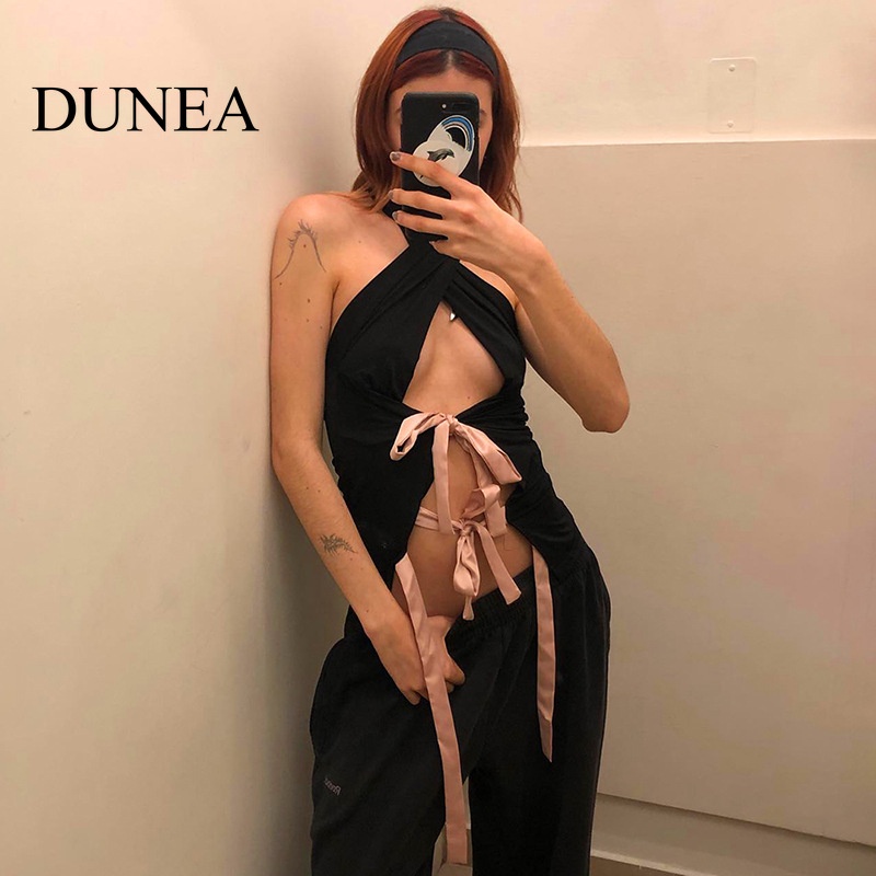 dunea-เสื้อท็อปส์-ผูกโบว์-สไตล์อเมริกัน-สําหรับผู้หญิง