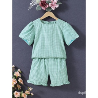 Girls set 2023 Summer Korean style Girls childrens clothing cute small and medium-sized childrens short-sleeved two-piece set trendy one-piece generation HHDD