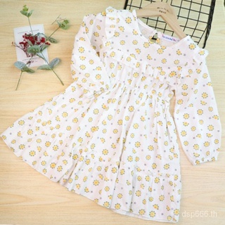 Girls dress spring and autumn Western style princess dress Korean style new cotton floral round neck long sleeve floral girls dress FIMI
