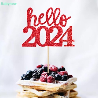 &lt;Babynew&gt; ท็อปเปอร์ไม้จิ้มฟัน Happy New Year 2024 2024 สําหรับตกแต่งเค้กคริสต์มาส 10 ชิ้น