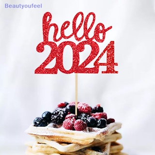 [Beautyoufeel] ท็อปเปอร์ไม้จิ้มฟัน ลาย Happy New Year 2024 สําหรับตกแต่งเค้กคริสต์มาส 2024 10 ชิ้น