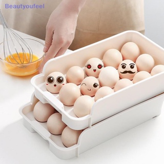 [Beautyoufeel] กล่องลิ้นชักเก็บไข่ หลายชั้น สําหรับตู้เย็น