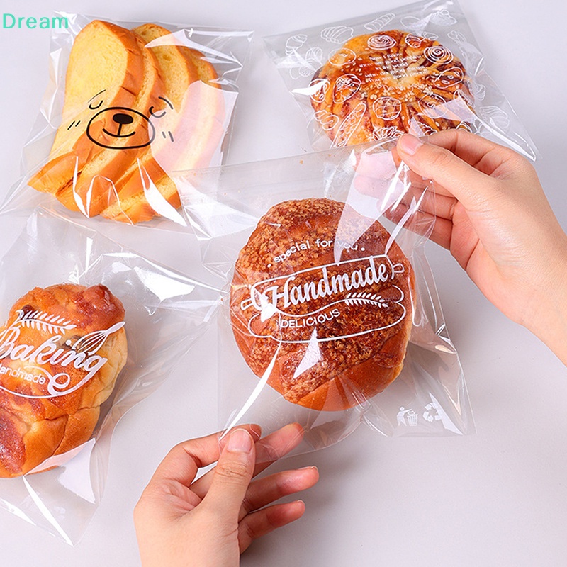 lt-dream-gt-ถุงขนมหวาน-แบบใส-มีกาวในตัว-ลายกระต่าย-แมว-หมี-สัตว์-ขนมปังปิ้ง-คุกกี้-เบเกอรี่-100-ชิ้น