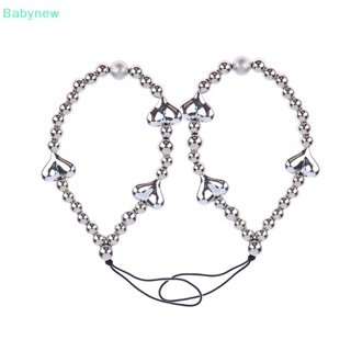 &lt;Babynew&gt; สายคล้องโทรศัพท์มือถือ พลาสติก ประดับลูกปัด รูปหัวใจ สีเงิน สําหรับผู้หญิง และผู้ชาย ลดราคา 1 ชิ้น