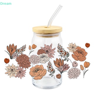 &lt;Dream&gt; สติกเกอร์ ลายดอกไม้ กันน้ํา ทนอุณหภูมิสูง ใช้งานง่าย สําหรับติดตกแต่งแก้วน้ํา DIY