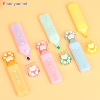 [Beautyoufeel] ปากกามาร์กเกอร์ เรืองแสง ลายกรงเล็บแมว สร้างสรรค์ สไตล์เกาหลี สําหรับสํานักงาน 6 ชิ้น