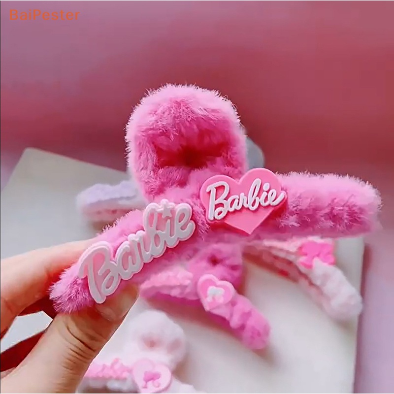 baipester-กิ๊บติดผม-รูปตุ๊กตาบาร์บี้-ฉลามหัวใจ-สีชมพู-เครื่องประดับ-สําหรับผู้หญิง