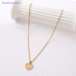 [Beautyoufeel] สร้อยคอโซ่ จี้ตัวอักษร A-Z 26 Initials รูปหัวใจ เครื่องประดับแฟชั่นสตรี