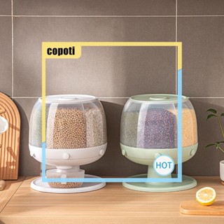 Copoti ถังเก็บข้าวสาร แบบใส 6 ช่อง หมุนได้ 360 องศา กันความชื้น สําหรับบ้าน