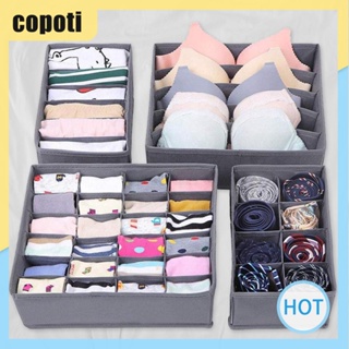 Copoti ที่จัดระเบียบลิ้นชักถุงเท้า 4 ชิ้น (6/7/8/24 ช่อง) ที่จัดระเบียบตู้เสื้อผ้า (ผ้าพันคอ / ผ้าใบ สําหรับบ้าน