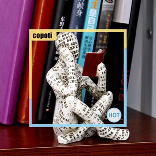 Copoti รูปปั้นกระดาษเรซิ่น รูปผู้หญิงอ่านหนังสือ ขนาดเล็ก สําหรับตกแต่งบ้าน