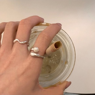 แหวนนิ้วมือ ประดับไข่มุก หรูหรา เข้ากับทุกการแต่งกาย สไตล์เกาหลี เรียบง่าย สําหรับผู้หญิง
