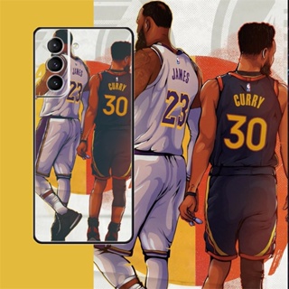 [Aimeidai] เคสโทรศัพท์มือถือ ซิลิโคน กันกระแทก ลาย NBA Star LeBron James and Stephen Curry สําหรับ Samsung S9 S10 S20 S21 S22 Series