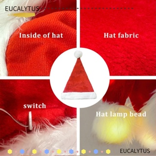 Eutus หมวกซานตาคลอส มีไฟ LED เรืองแสง สําหรับตกแต่งบ้าน คริสต์มาส