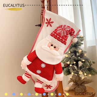 Eutus ถุงของขวัญ ผ้ากํามะหยี่ขนนิ่ม รูปซานตาคลอส สโนว์แมน สีแดง ขาว ขนาดใหญ่ จุของได้เยอะ สําหรับตกแต่งต้นคริสต์มาส