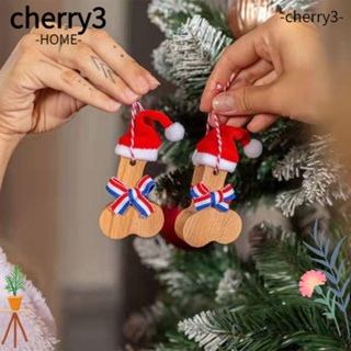 Cherry3 จี้ไม้ รูปปั้นคริสต์มาส หมุนได้ สําหรับตกแต่งบ้าน DIY