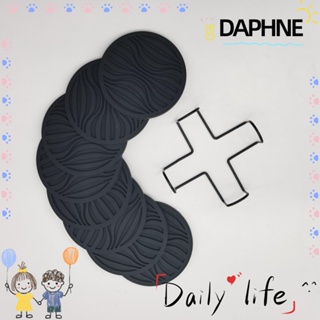 Daphne ที่รองแก้วซิลิโคน กันลื่น ทนต่ออุณหภูมิสูง ใช้ซ้ําได้ ทําความสะอาดง่าย สีดํา สําหรับเครื่องดื่ม 8 ชิ้น