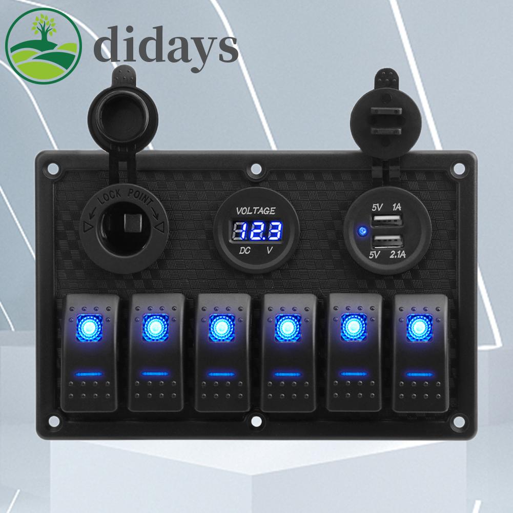didays-premium-products-แผงสวิตช์ควบคุมไฟ-led-6-ดวง-ช่อง-usb-คู่-สําหรับรถยนต์-รถบรรทุก-รถบ้าน