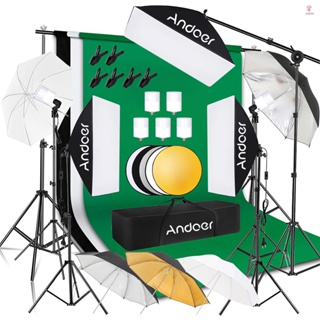 Andoer-2 Photography Softbox Light Kit with Backdrops and Carry Bag for Wedding Photography and Portraits