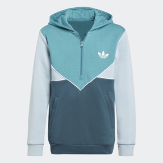 adidas ไลฟ์สไตล์ เสื้อฮู้ดซิปยาวครึ่งตัว Adicolor เด็ก สีเทอร์คอยส์ IJ5381