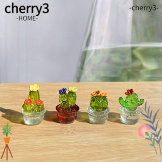 Cherry3 ต้นกระบองเพชรเรซิ่นใส สําหรับตกแต่งรถยนต์ คอมพิวเตอร์ บอนไซ 6 ชิ้น