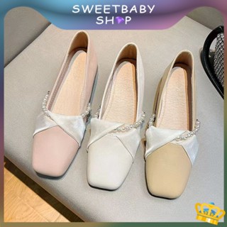 Sweetbaby💋ส่งเร็ว🚚รองเท้า ส้นแบน ประดับไข่มุก แฟชั่นฤดูใบไม้ผลิ และฤดูร้อน 2023