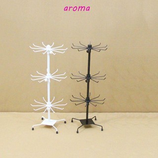 Aroma ชั้นวางเครื่องประดับ ต่างหู พวงกุญแจ แบบโลหะ หมุนได้ 30 ตะขอ