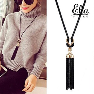 Ellastore123 สร้อยคอโซ่ยาว จี้พู่ยาว เข้ากับทุกการแต่งกาย เครื่องประดับแฟชั่น สําหรับผู้หญิง