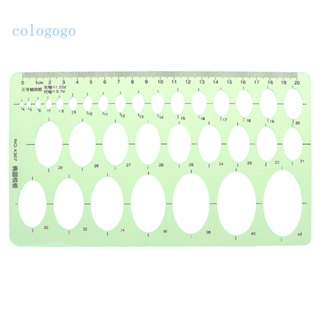 Colo ไม้บรรทัดพลาสติก รูปไข่ เรขาคณิต สีเขียว เครื่องมือวัดลายฉลุ สําหรับนักเรียน