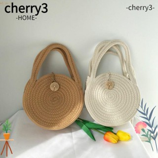 Cherry3 กระเป๋าสะพายไหล่ ฟางสาน แฮนด์เมด สําหรับผู้หญิง