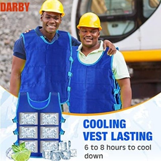Darby เสื้อกั๊กระบายความร้อน โพลีเอสเตอร์ พร้อมถุงน้ําแข็ง 24 ช่อง ปรับได้ สีฟ้า แฟชั่นฤดูร้อน