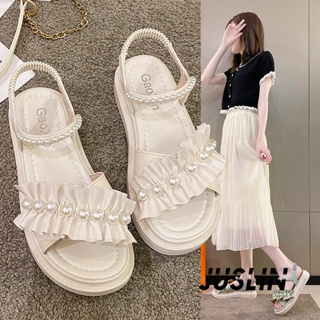 JUSLIN   รองเท้าแตะผู้หญิง ส้นแบน ใส่สบาย สไตล์เกาหลี รองเท้าแฟชั่น 2023 ใหม่  คุณภาพสูง Trendy fashion ทันสมัย B98G0Z6 37Z230910