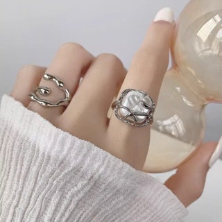 Irregular pearl ring personality 2023 new style light extravagance advanced design sense minority exquisite open ring girl trend
