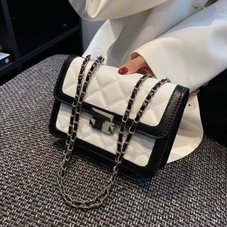 Bag women summer 2022 new small fragrant wind diamond chain bag advanced sense of fashion collision color small square bag shoulder bag