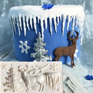 Christmas_ แม่พิมพ์ซิลิโคน รูปต้นคริสต์มาส กวางเรนเดียร์ เกล็ดหิมะ 3D DIY สําหรับทําเบเกอรี่ เค้กฟองดองท์