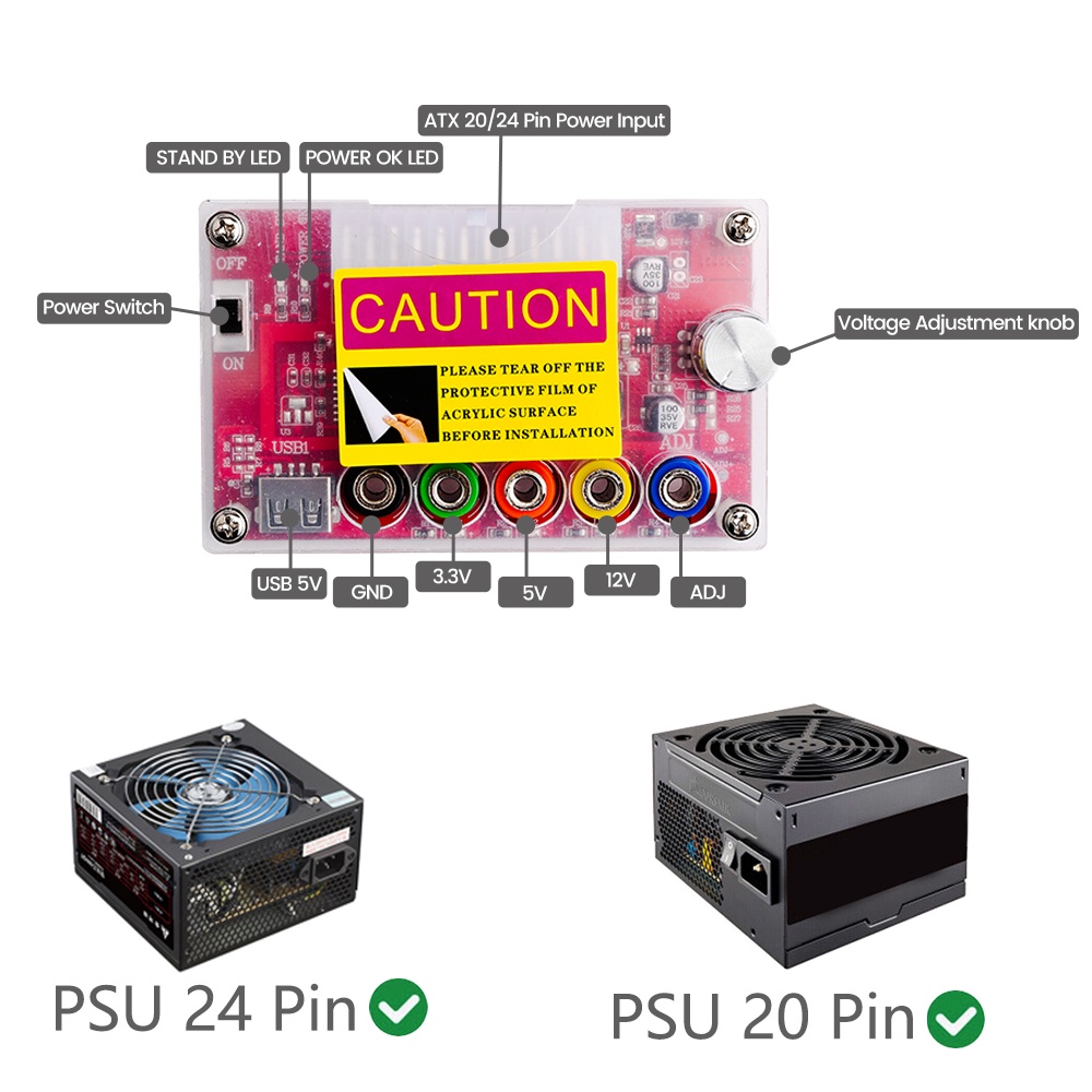 aideepen-atx-อะแดปเตอร์บอร์ดพาวเวอร์ซัพพลาย-atx-สําหรับลูกบิดโวลต์-mcu-24pin