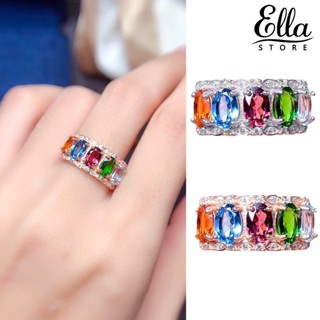 Ellastore123 แหวนแต่งงาน ประดับปีกคริสตัลเทียม หลากสี หรูหรา สําหรับผู้หญิง เจ้าสาว ของขวัญวันเกิด