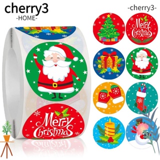 Cherry3 สติกเกอร์ฉลาก ลายสโนว์แมน คริสต์มาส มีกาวในตัว สําหรับติดตกแต่งกล่องขนม DIY