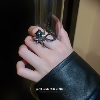 แหวนนิ้วชี้ ลายแมงมุม สีดํา สไตล์เกาหลี ขายส่ง