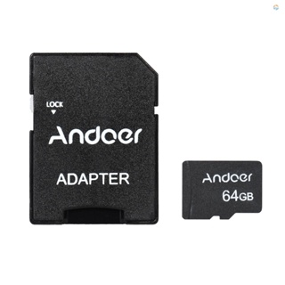 {Fsth} Andoer การ์ดหน่วยความจํา 64GB Class 10 การ์ด TF และอะแดปเตอร์การ์ด TF สําหรับกล้องติดรถยนต์ โทรศัพท์มือถือ โต๊ะ PC เครื่องเล่นเสียง GPS