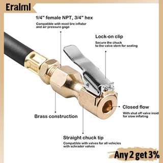 Eralml หัวจับลมยาง ทองเหลือง พร้อมคลิปล็อก สําหรับเครื่องปั๊มลมยาง