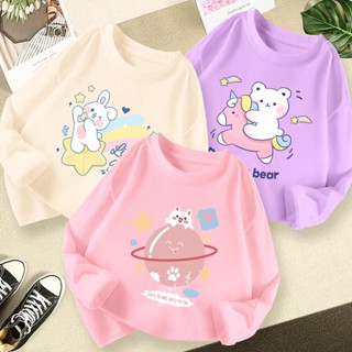 Girls long-sleeved T-shirt 2023 autumn wear new childrens Korean version of cotton blouse baby spring and autumn T-shirt