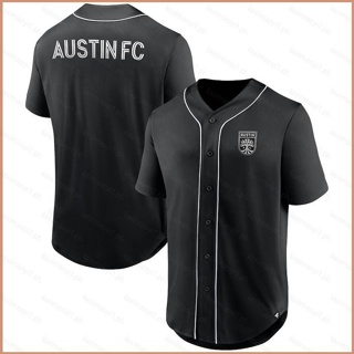 เสื้อคาร์ดิแกนเบสบอล พลัสไซซ์ 23 มล. ลาย Austin FC Jersey Button Down